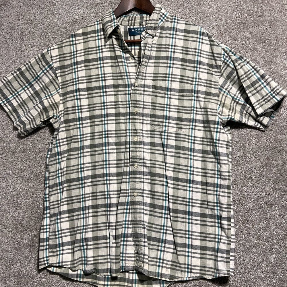 Loafers Reed St James Mens Short sleeve Plaid Button Down Shirt Size Large